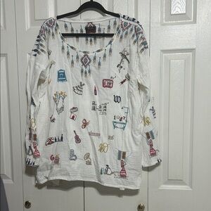 Johnny Was Multicolor Embroidered Blouse